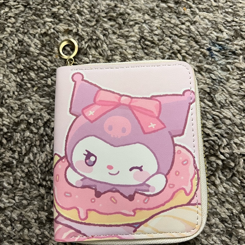 Cute Pink Character Wallet Kuromi Hello Kitty and Friends Kuku Short Wallet ZIPS
